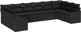 vidaXL Σετ Καναπέ Κήπου 10 pcs Μαύρο συνθετικό ρατάν