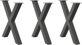 vidaXL Πόδια Τραπεζαρίας σε Σχήμα Χ 3 τεμ. Ανθρακί 80x(72-73) εκ. Ατσάλι