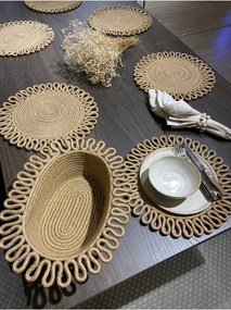 Stewehome Σετ 7 τεμαχίων από γιούτα για σουπλά και δοχείο ψωμιού 33x33 cm