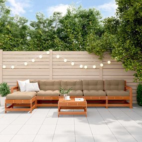 vidaXL Σετ Ξαπλώστρας Κήπου 6 pcs Κερωμένο Καφέ Στερεό πεύκο