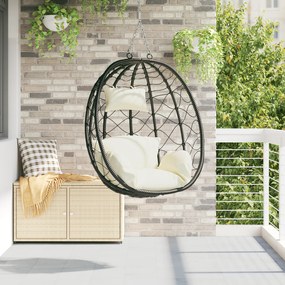 vidaXL Κρεμαστή καρέκλα αυγό Κρεμ λευκό 91.5 x 60 x 110 εκ.