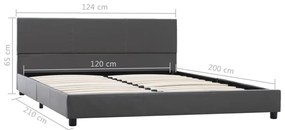 vidaXL Πλαίσιο Κρεβατιού Γκρι 120 x 200 εκ. από Συνθετικό Δέρμα