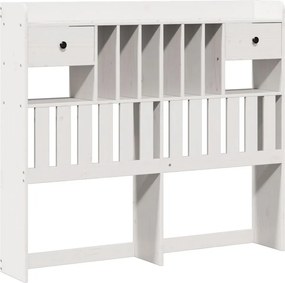 vidaXL Κρεβάτι Βιβλιοθήκη Χωρίς Στρώμα Λευκό 135x190 εκ Μασίφ Πεύκο