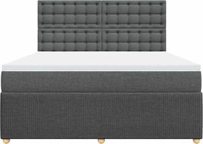 vidaXL Κρεβάτι Boxspring με Στρώμα Σκούρο Γκρι 180x200 εκ Υφασμάτιν