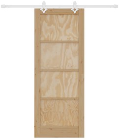 vidaXL Συρόμενη Πόρτα με Σετ Εξαρτημάτων 78x202 εκ. Μασίφ Ξύλο Πεύκου