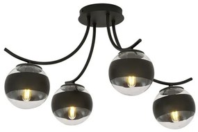 Φωτιστικό Οροφής 4xE14 Ατσάλι-Γυαλί Μαύρο BOSTON Made in Poland Emibig-1111/4-Διάφανο 1111/4