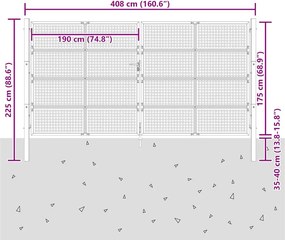 vidaXL Πόρτα Κήπου Ανθρακί 400x175 εκ. Ατσάλι