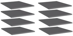 vidaXL Ράφια Βιβλιοθήκης 8 τεμ. Γυαλ. Γκρι 40x50x1,5 εκ. Επεξ.Ξύλο