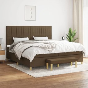 VidaXL Κρεβάτι Boxspring με Στρώμα Σκούρο Καφέ 200x200 εκ. Υφασμάτινο