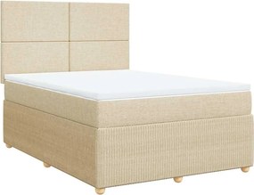 vidaXL Κρεβάτι Boxspring με Στρώμα Κρεμ 140x200 εκ. Υφασμάτινο