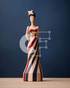 Intra Συλλεκτικό Ξύλινο Παζλ Plywood  4mm - Πατριωτικό ξύλινο άγαλμα της Αμερικανίδας Σε Ξύλινο Κουτί - Διαστάσεις Puzzle: 10x10 cm – 25 κομμάτια