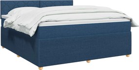 vidaXL Κρεβάτι box spring με στρώμα Μπλε 160 x 200 cm Ύφασμα
