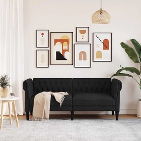 vidaXL Καναπές Διθέσιος Chesterfield Μαύρος Υφασμάτινος