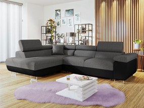 Γωνιακός καναπές Antony-Αριστερή-Μαύρο - Γκρι