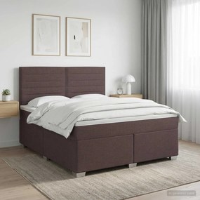 vidaXL Κρεβάτι box spring με στρώμα Σκούρο Καφέ 140 x 190 cm Ύφασμα
