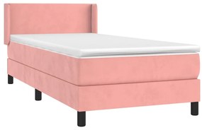 vidaXL Κρεβάτι Boxspring με Στρώμα Ροζ 80 x 200 εκ. Βελούδινο