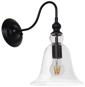 Φωτιστικό Τοίχου-Απλίκα Lilly 01064 Black GloboStar Μέταλλο,Γυαλί