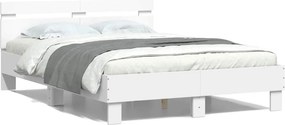 vidaXL Πλαίσιο Κρεβατιού με Κεφαλάρι / LED Λευκό 135 x 190 εκ.