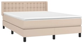 Κρεβάτι Boxspring με Στρώμα Καπουτσίνο 140x200εκ.από Συνθ.Δέρμα - Καφέ