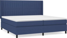 vidaXL Κρεβάτι Boxspring με Στρώμα Μπλε 200x200 εκ. Υφασμάτινο