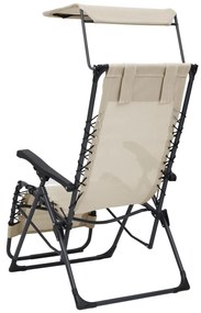 vidaXL Σεζλόνγκ Πτυσσόμενη Κρεμ από Textilene