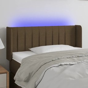 vidaXL Κεφαλάρι Κρεβατιού LED Σκούρο Καφέ 103x16x78/88 εκ. Υφασμάτινο