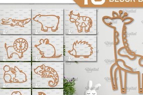 Intra απο ξύλο plywood 3mm-4mm πάχος Διακόσμηση τοίχου Animals Δέσμη κοπής με λέιζερ Δίασταση 30x20 cm INTRAFABR-102465600