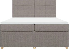 vidaXL Κρεβάτι Boxspring με Στρώμα Taupe 200x200 εκ. Υφασμάτινο