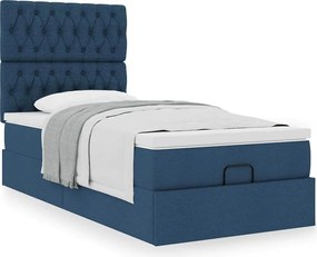 vidaXL Οθωμανικό κρεβάτι με στρώμα μπλε 100x200cm ύφασμα