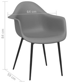 vidaXL Καρέκλες Τραπεζαρίας 2 τεμ. Γκρι από Πολυπροπυλένιο