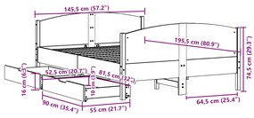 Σκελετός Κρεβατιού Χωρίς Στρώμα 140x190 εκ Μασίφ Ξύλο Πεύκου - Καφέ