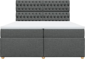 vidaXL Κρεβάτι Boxspring με Στρώμα Σκούρο Γκρι 200x200 εκ. Υφασμάτινο
