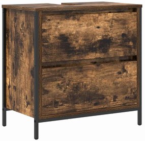 vidaXL Σετ Επίπλων Μπάνιου με ράφι 5 pcs Καφέ Επεξεργασμένο ξύλο