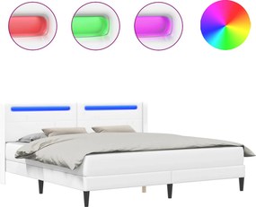 vidaXL Σκελετός κρεβατιού με στρώμα Λευκό 200 x 200 cm Τεχνητό Δέρμα