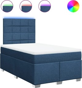 vidaXL Κρεβάτι Boxspring με Στρώμα Μπλε 120x200 εκ. Υφασμάτινο