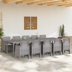 vidaXL Σετ εξωτερικής τραπεζαρίας  11 τεμαχίων με μαξιλάρια Ανοιχτό γκρι Συνθετικό ρατάν