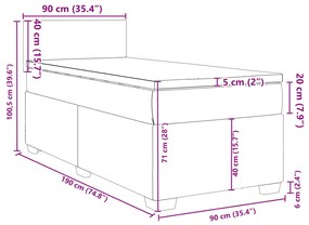 Κρεβάτι Boxspring με Στρώμα Σκούρο Μπλε 90x190 εκ. Βελούδινο - Μπλε