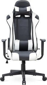 Καρέκλα γραφείου Gaming Alonso Megapap από τεχνόδερμα χρώμα λευκό - μαύρο 67x70x125/135 εκ.