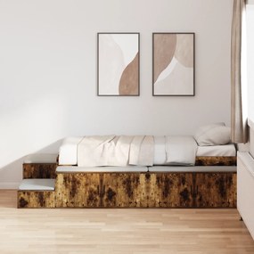 vidaXL Κρεβάτι αποθήκευσης Καπνιστή Δρυς 80x200 cm