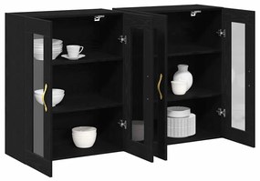 vidaXL Επιτοίχιο ντουλάπι 2 pcs Μαύρη δρυς 69.5 x 34 x 90 εκ.