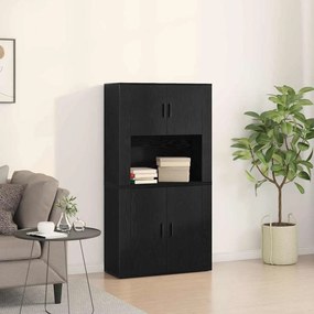 vidaXL Highboard Μαύρη Οξυά 80 x 33 x 150 εκ Επεξεργασμένο ξύλο