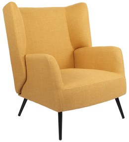 Πολυθρόνα Mareta pakoworld κίτρινο ύφασμα με πόδι σε μαύρη απόχρωση 83x80x99εκ