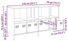 Ντουλάπι Ανθρακί 135x39x73,5 εκ. από Χάλυβα Ψυχρής Έλασης - Ανθρακί