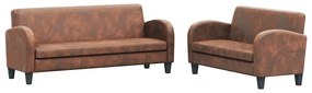 vidaXL Σετ Σαλονιού 2 τεμ. Καφέ από Συνθετικό Καστόρι