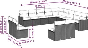 vidaXL Σετ Καναπέ Κήπου 13τεμ Μπεζ Συνθ. Ρατάν με Μαξιλάρια