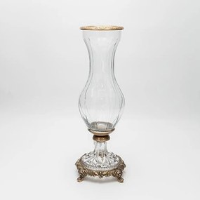 Βάζο Γυάλινο Με Μεταλλικά Τελειώματα 819-00415 13x13x36cm Antique Gold-Clear Estheti Home Μέταλλο,Γυαλί