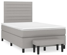 vidaXL Κρεβάτι Boxspring με Στρώμα Ανοιχτό Γκρι 120x200 εκ. Υφασμάτινο