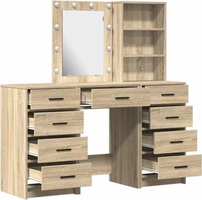 vidaXL Τραπέζι περιποίησης με συρτάρι 3 pcs Καφέ Επεξεργασμένο ξύλο