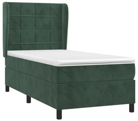 Κρεβάτι Boxspring με Στρώμα Σκούρο Πράσινο 100x200εκ. Βελούδινο 3129198