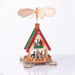 WOODEN TEA LIGHT PYRAMID ICE SKATERS  ΔΙΑΚΟΣΜΗΤΙΚΟ (ΧΩΡΙΣ ΚΕΡΑΚΙΑ) 18x13x36cm ACA X153602